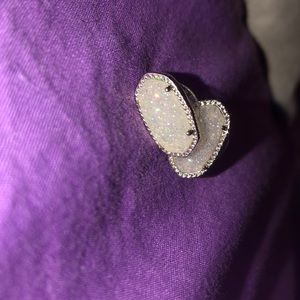 White Drusy Kendra Scott Stud Earrings